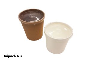 Упаковка для супов, каш, мороженого с пластиковой крышкой