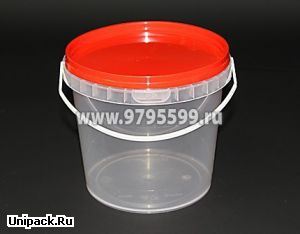 Ведро пластиковое 1,0 л с герметично закрывающейся крышкой