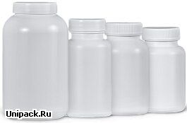 Банки для упаковки таблеток и драже с резьбовой крышкой и вкладышем вместимостью 120, 150 и 350 мл